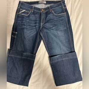 Ariat Rebar Jeans Mid Rise Boot Med Wash Cargo Western Womens Size 36x29